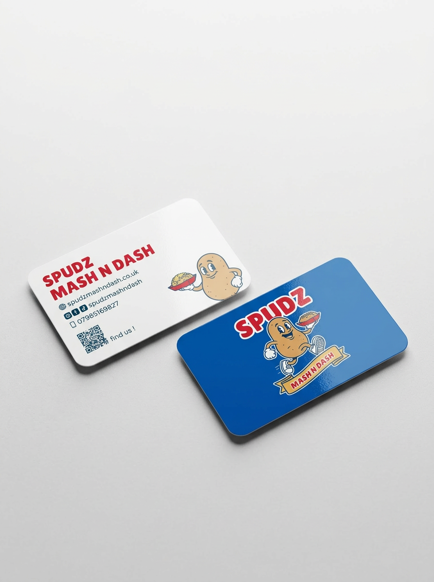 Spudz Mash n Dash business card mockup
