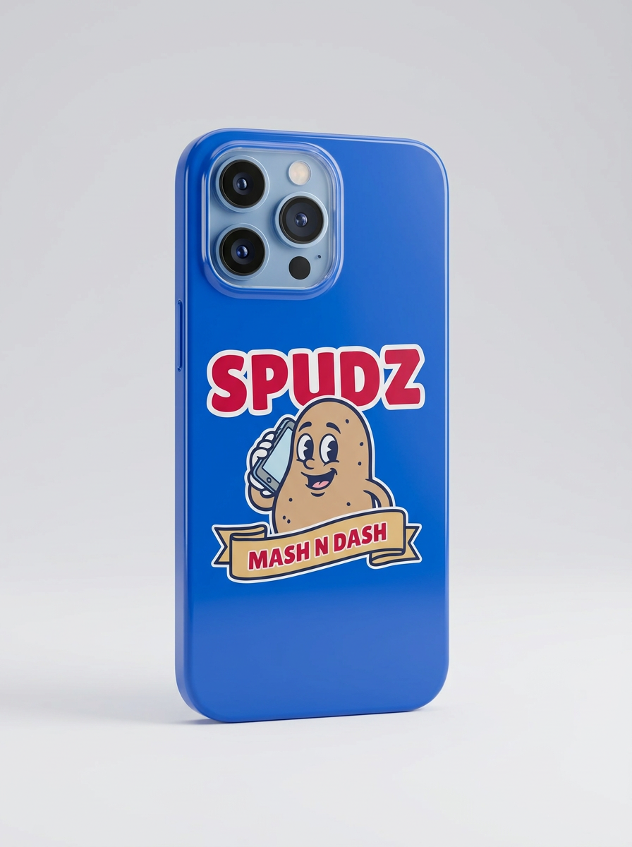 Spudz Mash n Dash phone case mockup
